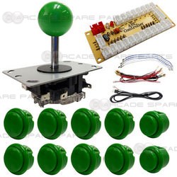 Single Player Joystick, Buttons and USB Encoder Kit - Green