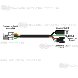 USB Connection Cable for Gun Pedal Assembly (with Switch and LED Plug, 200cm)