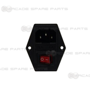 Inlet Power Switch Socket with Fuse for Arcade Cabinet - Angle Type