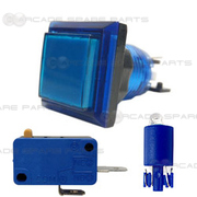 33mm Illuminated Square Button - Blue