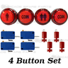 33mm Translucent Player 1 & 2 & Coin Arcade Push Button Set - Red
