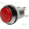 33mm Button with Chrome Rim and Convex Plunger - Red